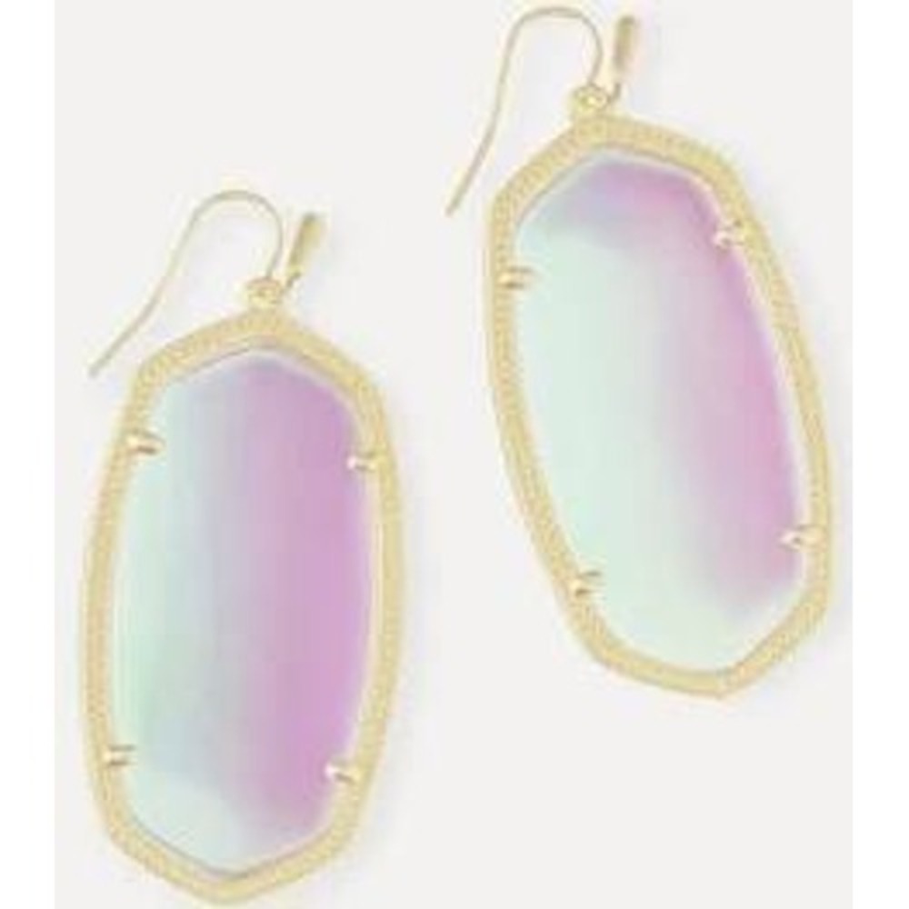 Kendra Scott Danielle Dichroic Glass Earrings Gold Tone New In Box